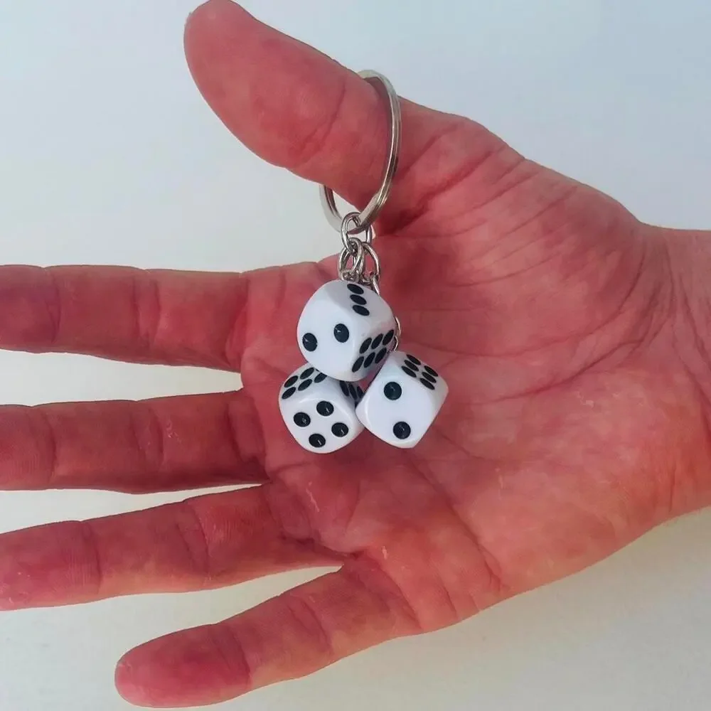 Y2k 2000s vintage style white dice key chain
